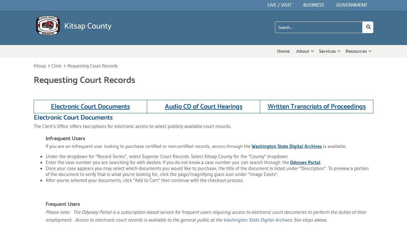 Requesting Court Records - Kitsap County, Washington